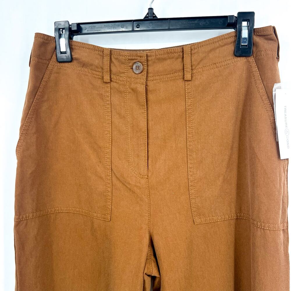 TREASURE AND BOND Womens Utility Casual Pants Size 8 Brown Cotton Blend NWT - Picture 4 of 10